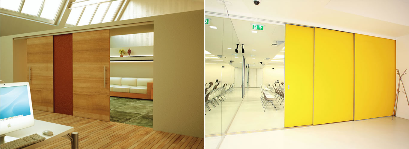 Sliding Wall System With Easily Movable Panels Design Install - Sliding Partition Wall Systems